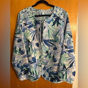 Floral Blue and Green Women's Lightweight Jacket